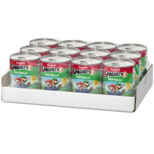 Closecaseimage for SpaghettiOs® Super Mario Bros Canned Pasta with Meatballs, 15.6 oz Can