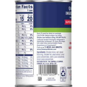 Straightbackimage for Swanson® Natural Goodness® 33% Less Sodium Chicken Broth, 14.5 oz Can (Pack of 24)