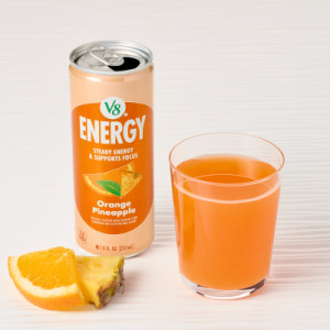 Styledimage for V8 Energy® Orange Pineapple Juice Energy Drink, 8 fl oz Can (24 Pack)