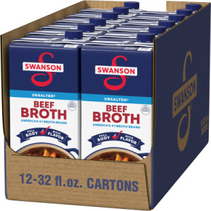 Opencaseimage for Swanson® 100% Natural Unsalted Beef Broth, 32 oz Carton (12 Pack)