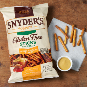 Styledimage for Snyder’s of Hanover® Gluten Free Pretzel Sticks, Honey Mustard and Onion, 7 Oz
