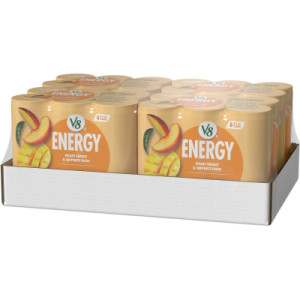 Closecaseimage for V8 +Energy® Peach Mango Juice Energy Drink, 8 fl oz Can (24 Pack)