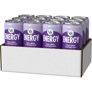 Opencaseimage for V8 +Energy® Pomegranate Blueberry Juice Energy Drink, 11.5 fl oz Can (12 Pack)