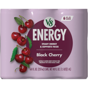 Straightbackimage for V8 +Energy® Black Cherry Juice Energy Drink, 8 fl oz Can (24 Pack)