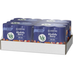 Closecaseimage for V8® Blissfully Berry 100% Fruit and Vegetable Juice, 8 fl oz Can (24 Pack)