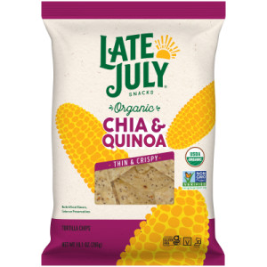 Late July Snacks Thin and Crispy Organic Tortilla Chips with Chia and Quinoa, 10.1 oz Bag