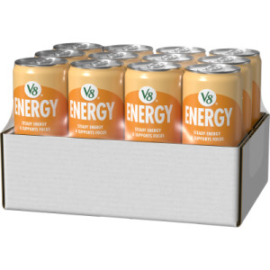 Closecaseimage for V8 +Energy® Peach Mango Juice Energy Drink, 11.5 fl oz Can (12 Pack)