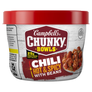 Campbell’s® Chunky™ Hot and Spicy Chili With Beans, 15.25 oz Bowl (8 Pack)