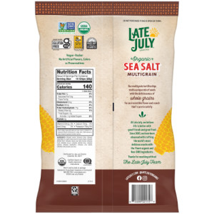 Straightbackimage for Late July Snacks Multigrain Organic Tortilla Chips with Sea Salt, 7.5 oz Bag