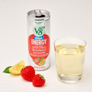 Styledimage for V8 +Energy® Diet Strawberry Lemonade Juice Energy Drink, 8 fl oz Can (24 Pack)