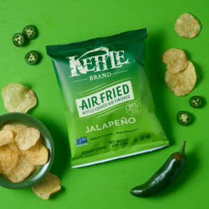 Styledimage for Kettle Brand Potato Chips, Air Fried Jalapeno Kettle Chips, 1 Oz Snack Bag