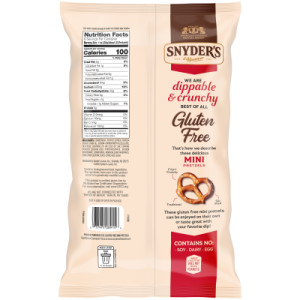 Straightbackimage for Snyder’s of Hanover, Gluten Free Mini Pretzels, 8 Oz Bag