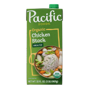 Pacific Foods® Organic Unsalted Chicken Stock, 32 oz Carton (Case of 12)