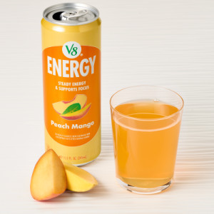 Styledimage for V8 Energy® Peach Mango Juice Energy Drink, 11.5 fl oz Can (12 Pack)