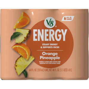 Straightbackimage for V8 +Energy® Orange Pineapple Juice Energy Drink, 8 fl oz Can (24 Pack)