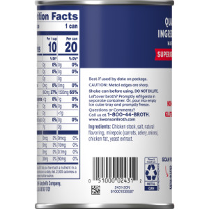 Straightbackimage for Swanson® 100% Natural Chicken Broth, 14.5 Oz Can (Pack of 24)