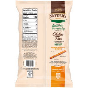 Straightbackimage for Snyder’s of Hanover® Gluten Free Pretzel Sticks, Honey Mustard and Onion, 7 Oz