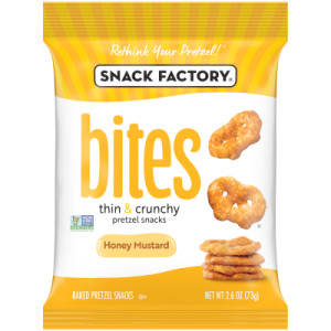 Snack Factory Pretzel Crisps Bites, Honey Mustard Pretzels, 2.6 Oz Snack Bag
