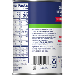 Straightbackimage for Swanson® 100% Natural, 50% Less Sodium Beef Broth, 14.5 oz Can (Pack of 24)