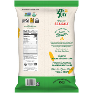 Straightbackimage for Late July Snacks Thin and Crispy Organic Tortilla Chips with Sea Salt, 10.1 oz Bag