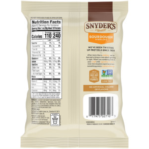 Straightbackimage for Snyder’s of Hanover Pretzels, Sourdough Pretzels Nibblers, Snack Bag 2.25 Oz