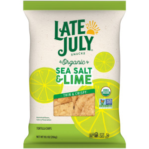 Late July Snacks Thin and Crispy Organic Tortilla Chips with Sea Salt and Lime, 10.1 oz Bag