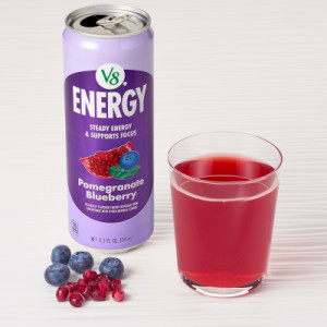 Styledimage for V8 Energy® Pomegranate Blueberry Juice Energy Drink, 11.5 fl oz Can (12 Pack)