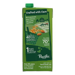 Straightbackimage for Pacific Foods® Organic Unsweetened Almond Milk, Plant Based Milk, 32 oz Carton (12 Pack)