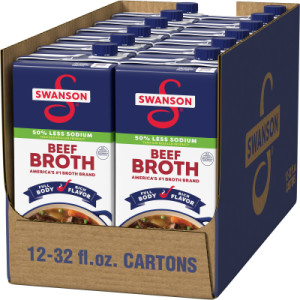 Opencaseimage for Swanson® 100% Natural Lower Sodium Beef Broth, 32 oz Carton (12 Pack)