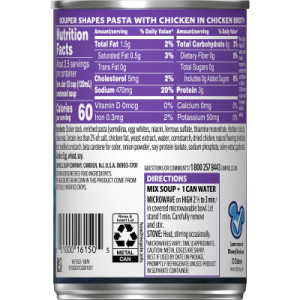 Straightbackimage for Campbell’s® Condensed Kids Soup, Disney® Frozen Souper Shapes Pasta With Chicken in Chicken Broth, 10.5 oz Can (12 Pack)