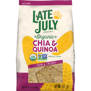 Late July Snacks Thin and Crispy Organic Tortilla Chips with Chia and Quinoa, 10.1 oz Bag