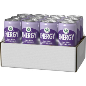 Closecaseimage for V8 +Energy® Pomegranate Blueberry Juice Energy Drink, 11.5 fl oz Can (12 Pack)