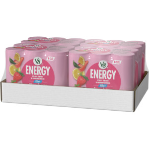 Closecaseimage for V8 +Energy® Diet Strawberry Lemonade Juice Energy Drink, 8 fl oz Can (24 Pack)