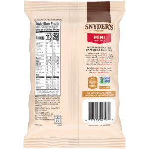 Straightbackimage for Snyder’s of Hanover Mini Pretzels, Individual Packs, 2.25 Oz