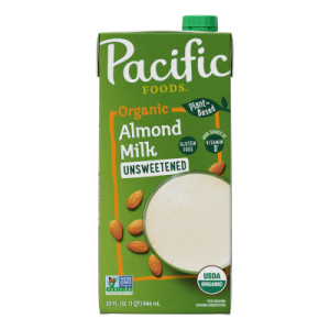 Pacific Foods® Organic Unsweetened Almond Milk, Plant Based Milk, 32 oz Carton (12 Pack)