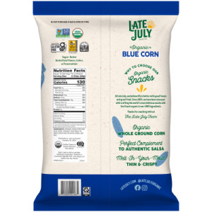 Straightbackimage for Late July Snacks, Thin and Crispy Organic Tortilla Chips, Blue Corn, 10.1-oz. Bag