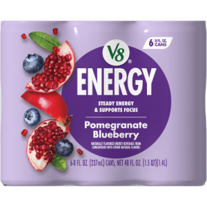 Straightbackimage for V8 +Energy® Pomegranate Blueberry Juice Energy Drink, 8 fl oz Can (24 Pack)