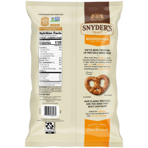 Straightbackimage for Snyder’s of Hanover Pretzels, Sourdough Hard Pretzels, Family Size 16 Oz Bag