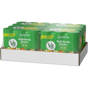Closecaseimage for V8® Deliciously Green 100% Fruit and Vegetable Juice, 8 fl oz Can (6 Pack)