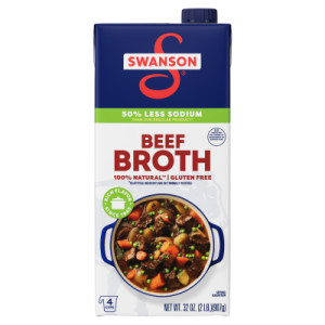 Swanson® 100% Natural Lower Sodium Beef Broth, 32 oz Carton (12 Pack)