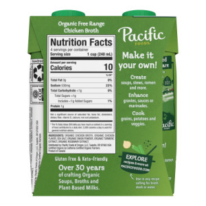 Straightbackimage for Pacific Foods® Organic Free-Range Chicken Broth, 8 oz Carton (4 Pack)