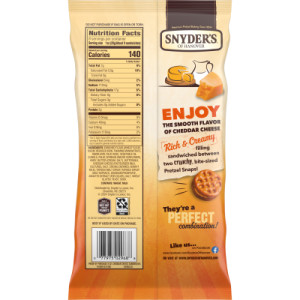 Straightbackimage for Snyder’s of Hanover Pretzel Sandwiches, Cheddar Cheese, 8 Oz