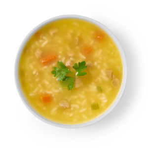Styledimage for Campbell’s Ready to Serve Chicken with Rice Soup, 7.25 Ounce Cans, 24-Pack