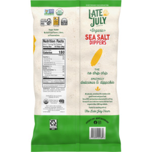 Straightbackimage for Late July Snacks, Dippers, Organic White Corn Tortilla Chips, 7.4-oz. Bag