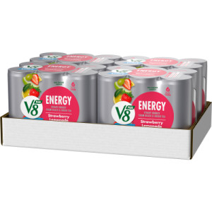 Opencaseimage for V8 +Energy® Diet Strawberry Lemonade Juice Energy Drink, 8 fl oz Can (24 Pack)
