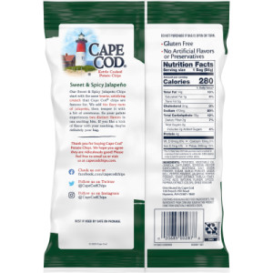Straightbackimage for Cape Cod Potato Chips, Sweet and Spicy Jalapeno Kettle Chips, 2 Oz
