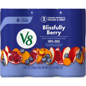 V8® Blissfully Berry 100% Fruit and Vegetable Juice, 8 fl oz Can (24 Pack)