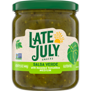 Late July® Snacks Salsa Verde with Roasted Tomatillos, Medium, 15.5 oz Jar (Case of 12)