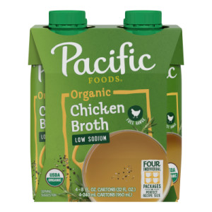 Pacific Foods® Low Sodium Organic Free-Range Chicken Broth, 8 oz Carton (4 Pack)