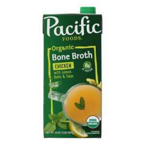 Pacific Foods® Organic Chicken Bone Broth With Lemon Balm and Sage, 32 oz Carton (12 Pack)